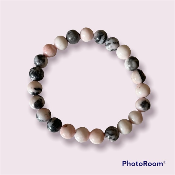 Pink Zebra Jasper Stretch Bracelet - Picture 5 of 5